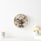 Horloge Ronde Custom Pet Photo Christmas Cat Wall Clock (Maison)