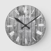 Horloge Ronde Custom Rusy Grey Nom de famille Ferme (Recto)