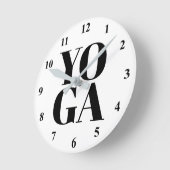 Horloge Ronde Custom yoga wall clock with bold typographiy (Angle)