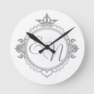 Horloge Ronde Customiser les noms, initiales et phrase Aimer