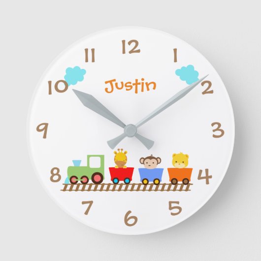 Horloge Ronde Cute Animal Train Kids Nursery Wall Clock (Recto)