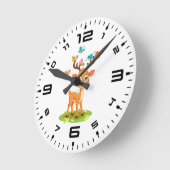 Horloge Ronde Cute Baby Deer with Butterflies-47568 (Angle)