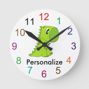 Horloge Ronde Cute baby dinosaur wall clock