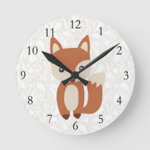 Horloge Ronde Cute Baby Fox