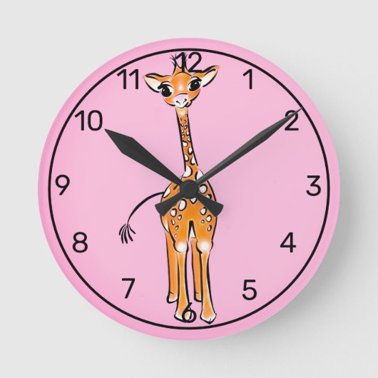 Horloge Ronde Cute bébé aquarelle Giraffe (Recto)