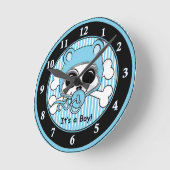 Horloge Ronde Cute bébé Garçon Crâne (Angle)