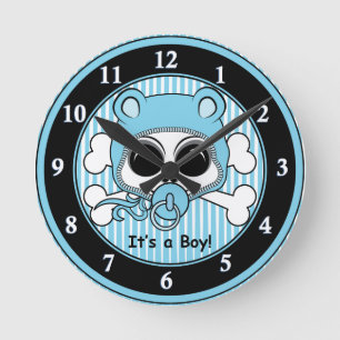 Horloge Ronde Cute bébé Garçon Crâne