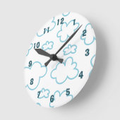Horloge Ronde Cute Blue et White Nuages Nursery (Angle)