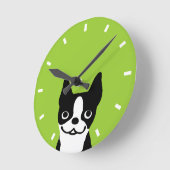 Horloge Ronde Cute Boston Terrier - Couleur personnalisable (Angle)