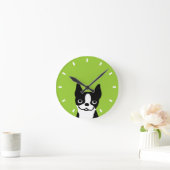 Horloge Ronde Cute Boston Terrier - Couleur personnalisable (Maison)
