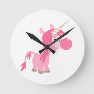 Horloge Ronde Cute Boubble Gum Unicorn Wall Clock