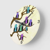 Horloge Ronde Cute Bright Owls (Angle)