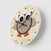 Horloge Ronde Cute Brown Retro (Angle)