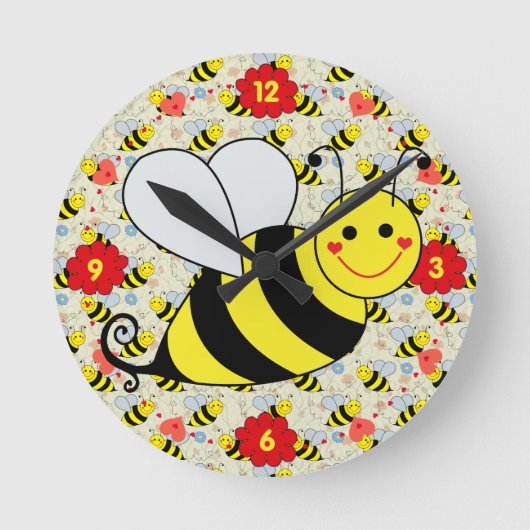 Horloge Ronde Cute Bumble Bee (Recto)