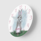 Horloge Ronde Cute Bunny Rabbit Personalized Round Clock (Angle)