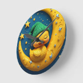 Horloge Ronde Cute caricature canard et lune (Angle)