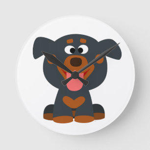 Horloge Ronde Cute Cartoon Baby Rottweiler Wall Clock