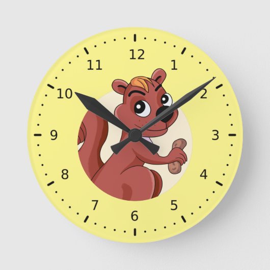 Horloge Ronde Cute cartoon squirrel with a peanut (Recto)