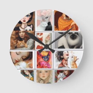 Horloge Ronde cute cat lover 