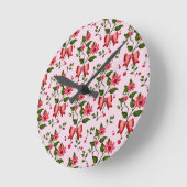 Horloge Ronde Cute Cherry Bow floral Pattern  (Angle)
