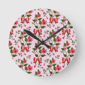 Horloge Ronde Cute Cherry Bow floral Pattern  (Recto)