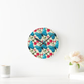 Horloge Ronde Cute Cherry Butterfly Pattern, Glossy Kawaii Fruit (Maison)