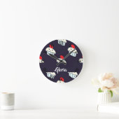 Horloge Ronde Cute cupcakes on blue (Maison)