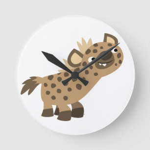 Horloge Ronde Cute Curious Cartoon Hyena Wall Clock