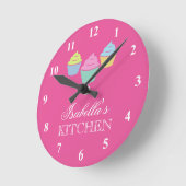 Horloge Ronde Cute custom pink cupcake kitchen wall clock (Angle)