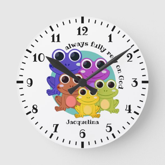 Horloge Ronde Cute Custom PLEINEMENT COMPTER SUR DIEU Christian (Recto)