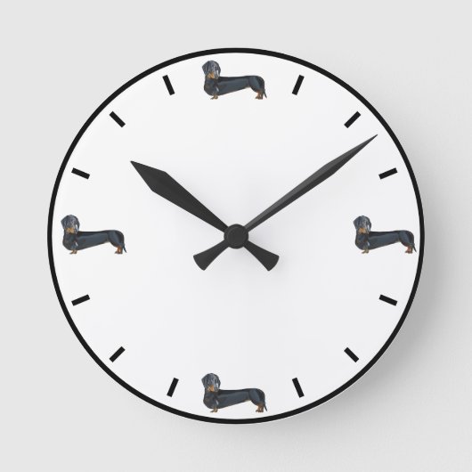 Horloge Ronde Cute Dachshund (Recto)