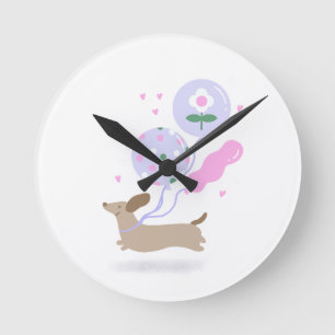 Horloge Ronde Cute Dachshund Weiner Amoureux des chiens Party ro