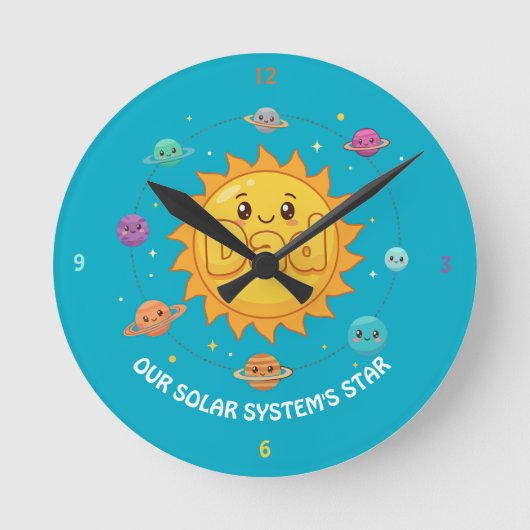 Horloge Ronde Cute Dad Solar System Star Space Cartoon (Recto)