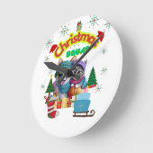 Horloge Ronde Cute dog and cat Christmas squad design (Angle)