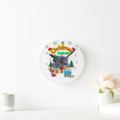 Horloge Ronde Cute dog and cat Christmas squad design (Maison)