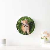 Horloge Ronde Cute Fluffé Orange Tabby Chat Kitten (Maison)