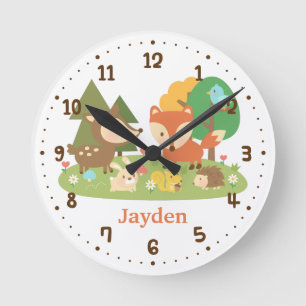 Horloge Ronde Cute Forest Woodland Animal Kids Room Decor