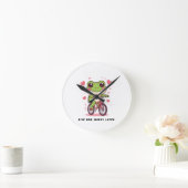 Horloge Ronde Cute Frog Riding Bicycle | Funny Frog Lover Gift (Maison)