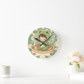 Horloge Ronde Cute Froggy Coffee Tale Design (Maison)