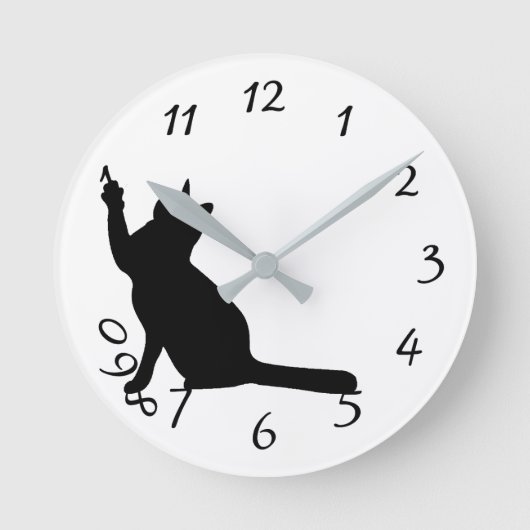 Horloge Ronde Cute funny black cat playing with numbers clock (Recto)