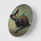 Horloge Ronde Cute Funny Black Oriental Cat Art (Angle)