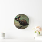 Horloge Ronde Cute Funny Black Oriental Cat Art (Maison)