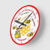 Horloge Ronde Cute Honey Bee (Angle)