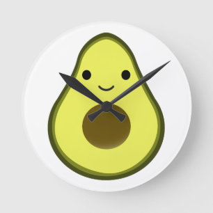 Horloge Ronde Cute Kawaii Avocado