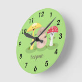 Horloge Ronde Cute kawaii champignon champignon toadstool (Angle)
