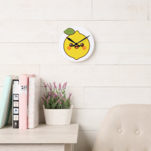 Horloge Ronde Cute Kawaii Lemon