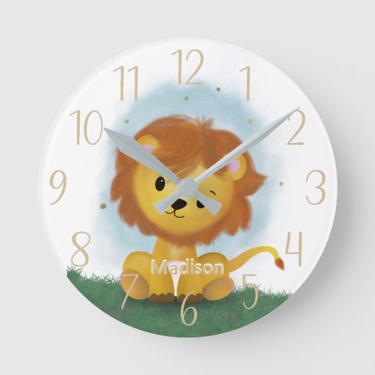 Horloge Ronde Cute Lion Personalized (Recto)