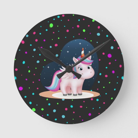 Horloge Ronde Cute Little Unicorn (Recto)