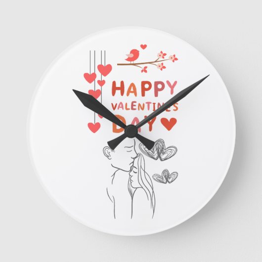 Horloge Ronde Cute Love Couple (Recto)