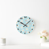 Horloge Ronde Cute Modern Daisy Fleur de lys Rustique transparen (Maison)